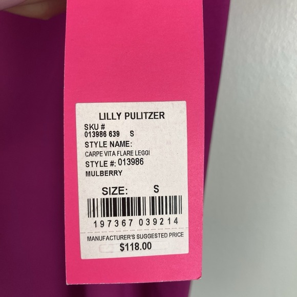 Lilly Pulitzer NWT UPF 50+ Luxletic 31.5" Carpe Vita Flare Legging Mulberry sz S - Picture 3 of 10